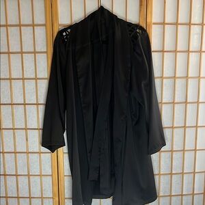 Frederick's of Hollywood Black Satin Robe